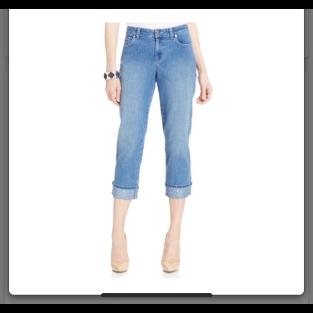 Style & co. Curvy-Fit Embellished-Hem Capri jeans